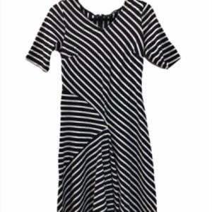 eShakti Striped Asymmetrical Dress 100% Cotton. Size M.